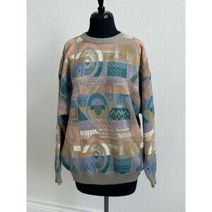 Pronto Uomo Firenze Vintage Chunky Knit Pastel Sweater 52/L Made‎ in Italy Artsy